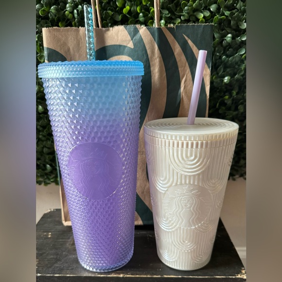 Starbucks Other - Starbucks 2024 Ombre BLING TUMBLER and 20232 RARE PEARL Mermaid TUMBLER SET